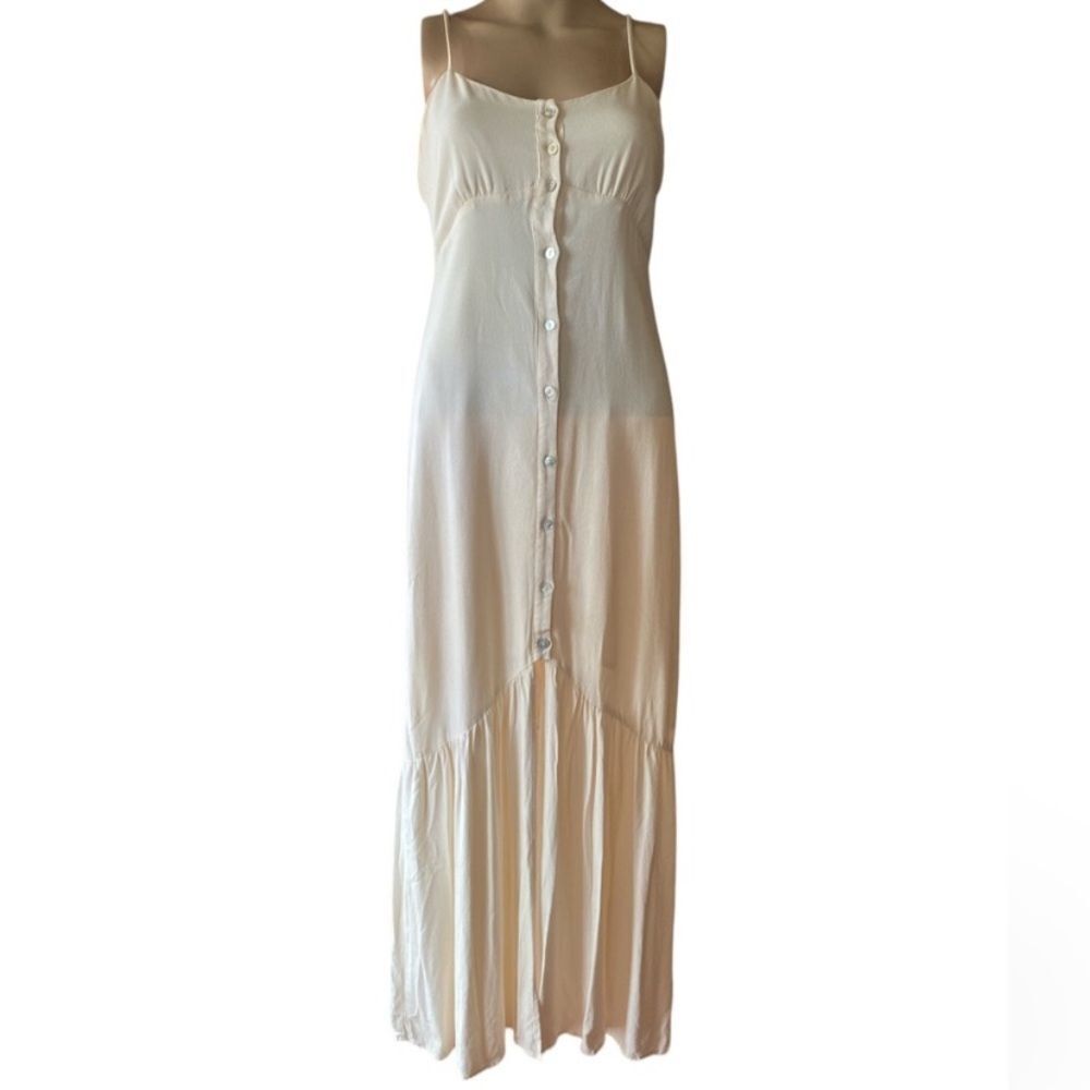Calvin Klein Jeans Size SP Beige Cream Summer Vacation Resort Maxi Long Dress
